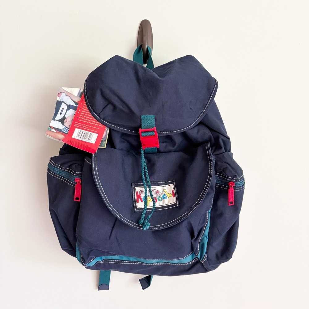 VTG Kapoochi Gotta Go Back Pack Navy Blue Canvas Diaper Bag Insulated Pocket NWT